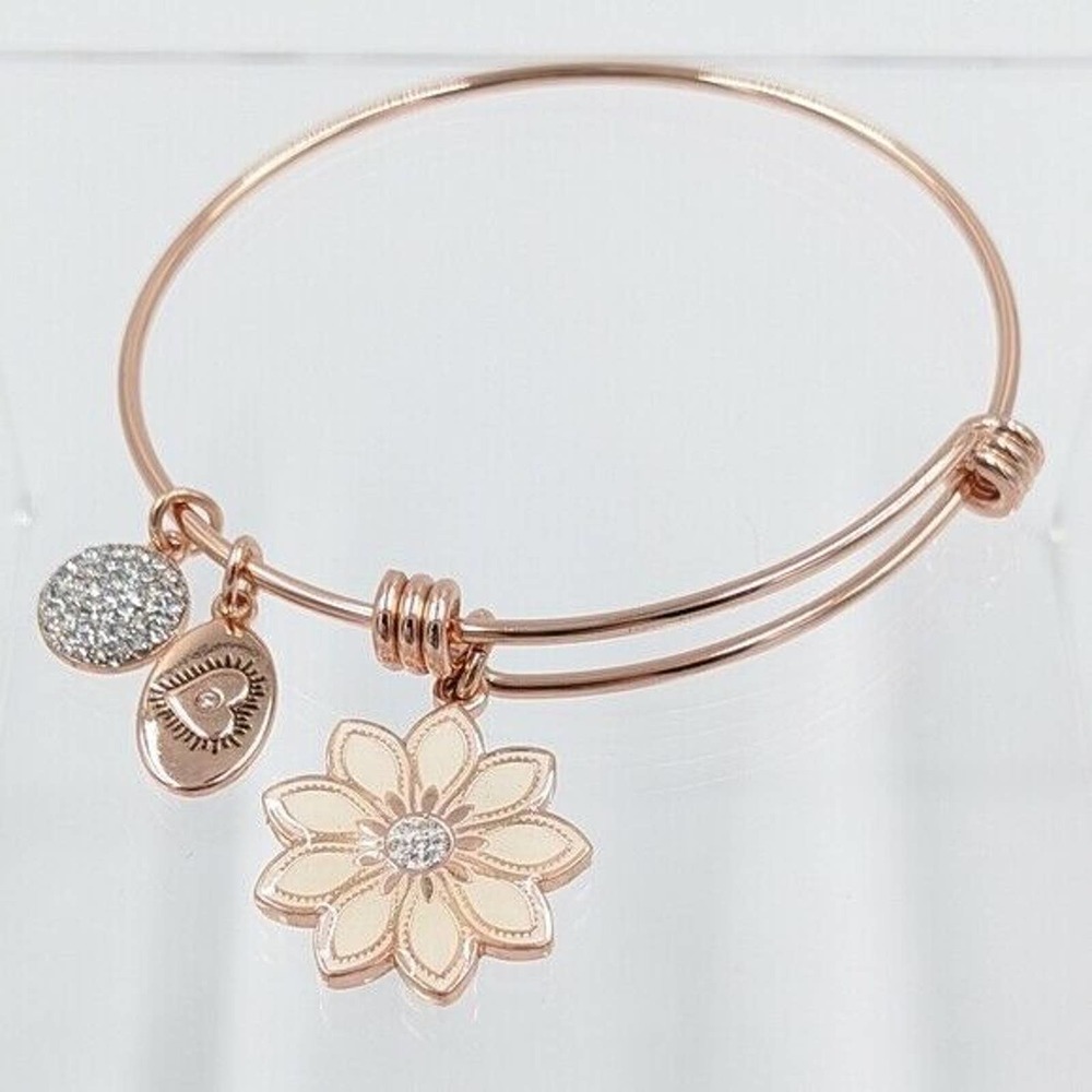 Footnotes Stainless Steel Wildflower Expandable Bracelet Rose Gold Tone